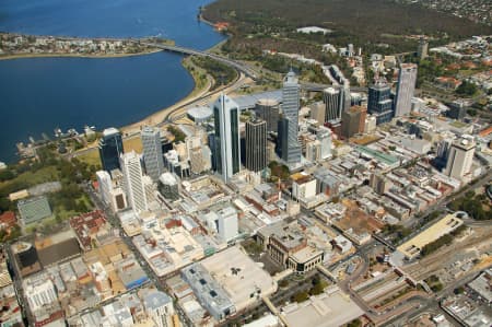 Aerial Image of PERTH CBD  AND SWAN RIVER.