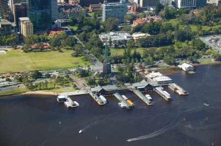 Aerial Image of JETTY AND SWAN BELLS TOWER PERTH.