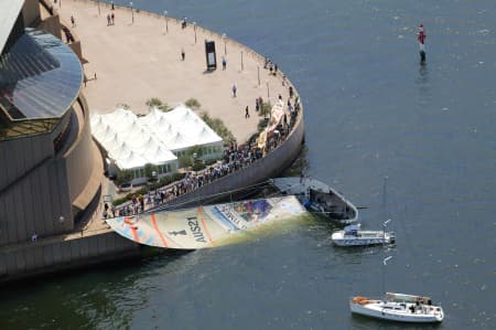 Aerial Image of CAPSIZED YACHT AT  SYDNEY OPERA HOUSE #3.