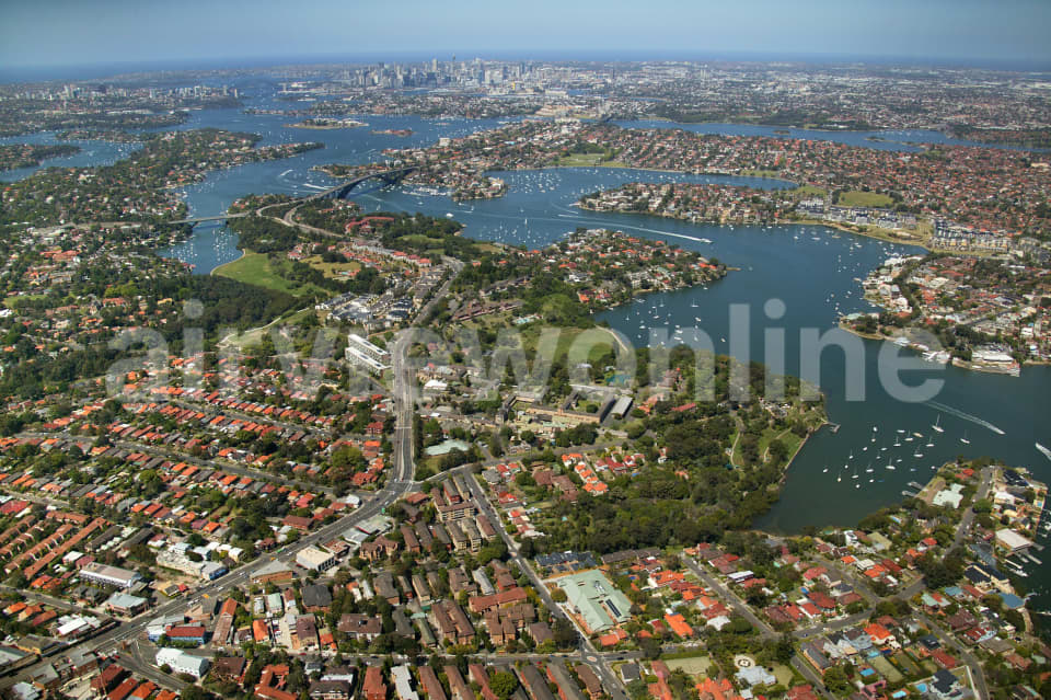Aerial Image of Gladesville  to the city