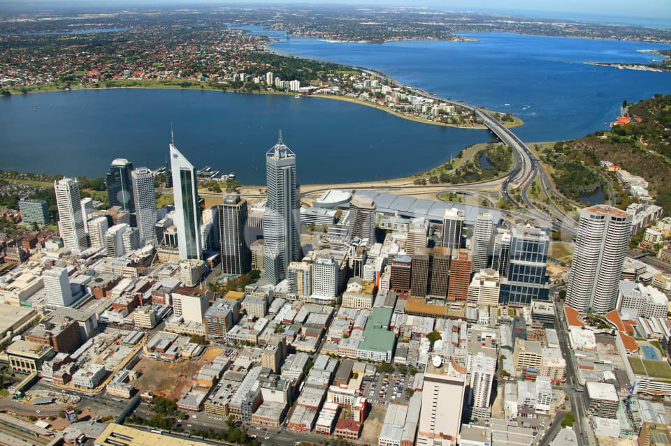 Aerial Image of Perth over Swan River