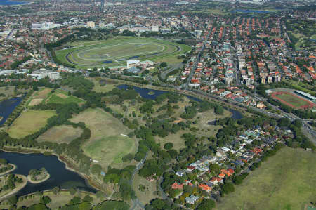 Aerial Image of CENTENNIAL PARK AND ROYAL RANDWICK RACECOURSE.