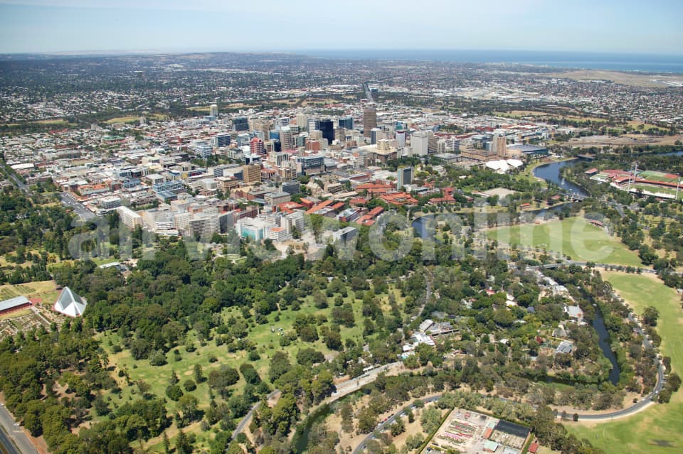 Aerial Image of Botanic Garden and Adelaide CBD