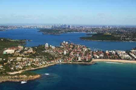 Aerial Image of SHELLY BEACH AND  MANLY BEACH TO CITY