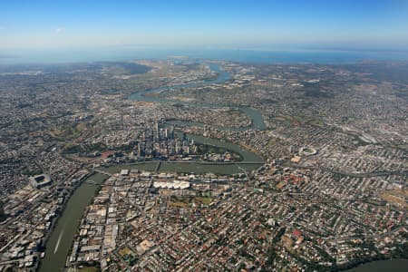 Aerial Image of BRISBANE CITY AND RIVER.