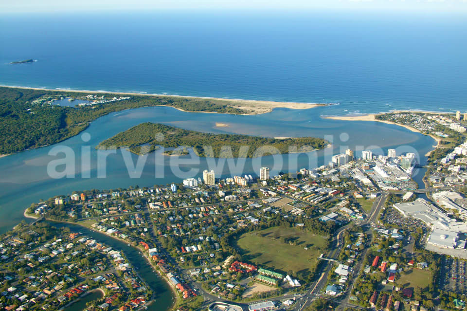 Aerial Image of Maroochydore, Maroochy River and Goat Island