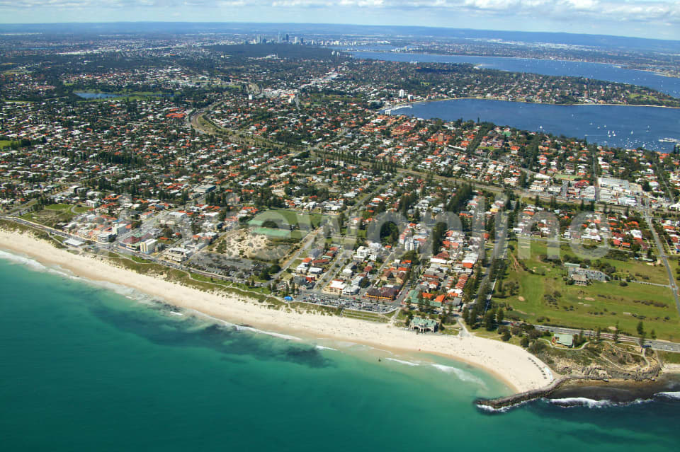 Aerial Image of Cottesloe Beach to Perth City