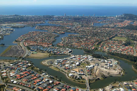 Aerial Image of AZZURA ISLAND AND BURLEIGH WATERS TO BURLEIGH HEADS.