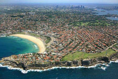 Aerial Image of BONDI WITH SYDNEY CITY VISTA