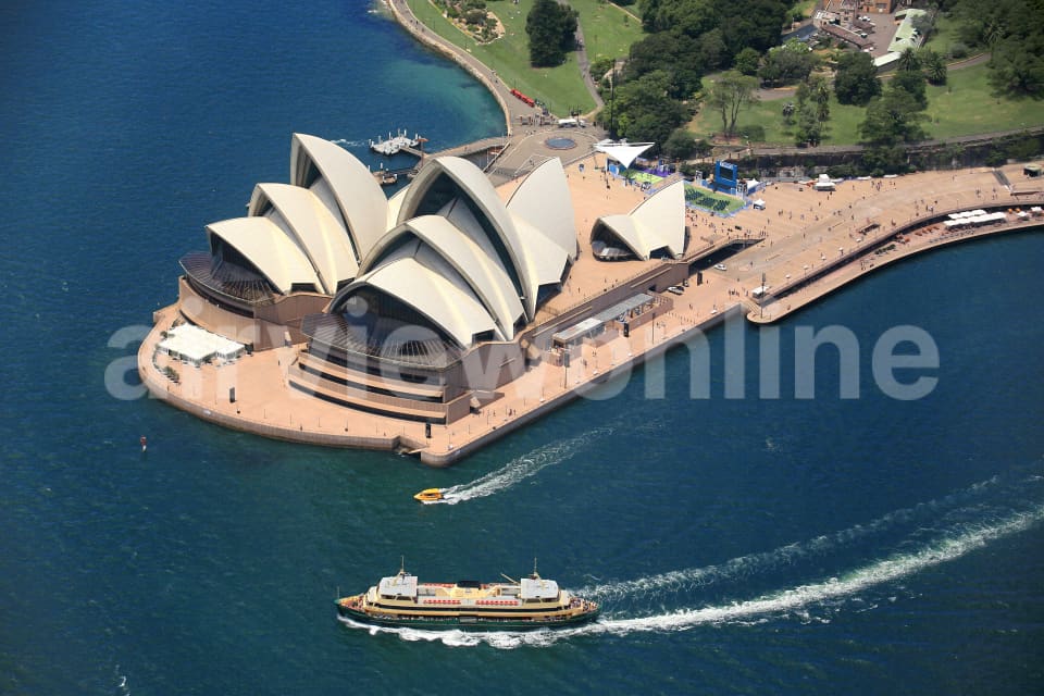 Aerial Image of Sydney Opera House and Manly Ferry