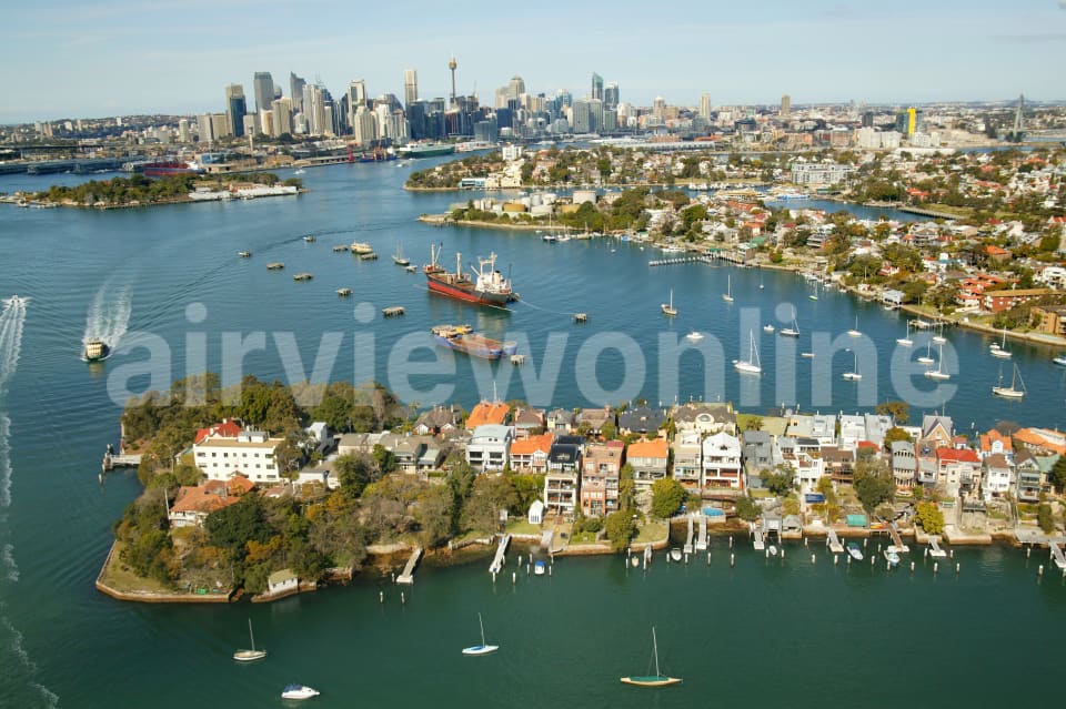 Aerial Image of Birchgrove to Sydney city