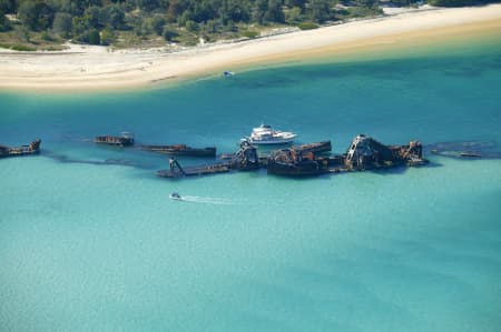 Aerial Image of TANGALOOMA SHIP WRECKS, MORETON ISLAND