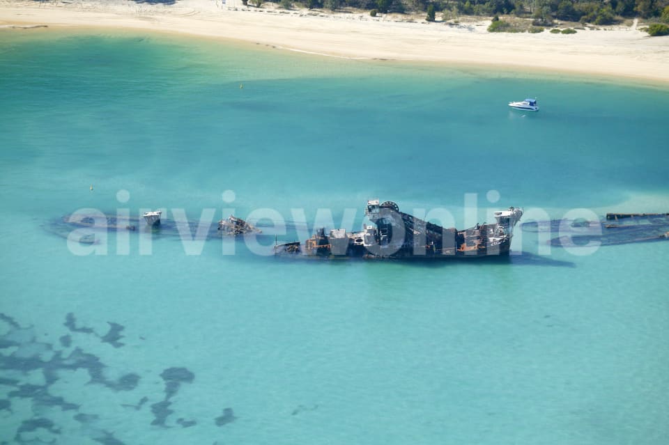Aerial Image of Tangalooma dive Wrecks, Moreton Island
