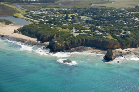 Aerial Image of SPLIT POINT LIGHTHOUSE AND EAGLE ROCK