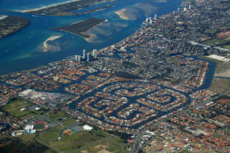 Aerial Image of RUNAWAY BAY AND BIGGERA WATERS.