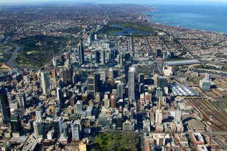 Aerial Image of MELBOURNE CBD TO PORT PHILIP BAY.
