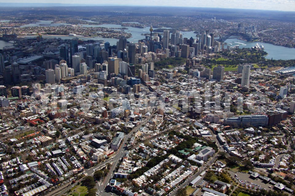 Aerial Image of Surry Hills looking north west