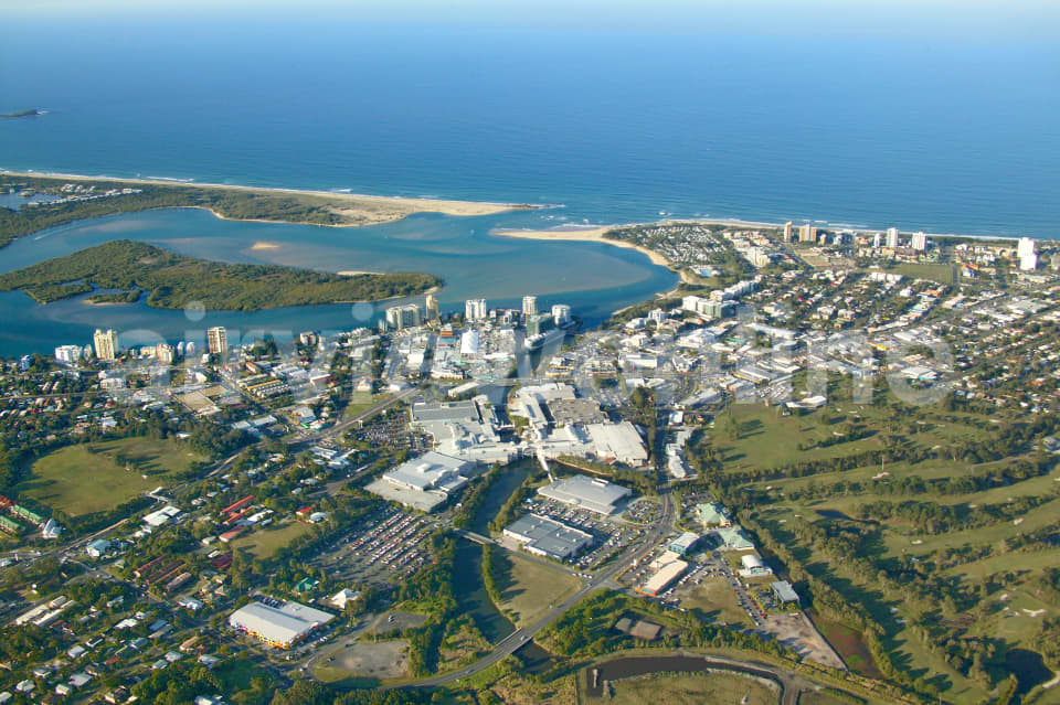 Aerial Image of Maroochydore town centre to Pincushion Island