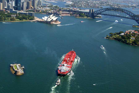 Aerial Image of SHIPPING TANKER ON SYDNEY HARBOUR
