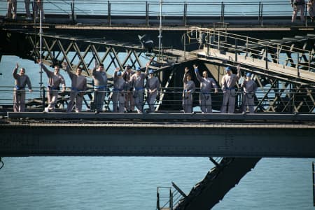 Aerial Image of HARBOUR BRIDGE CLOSE UP OF SYDNEY BRIDGECLIMBERS