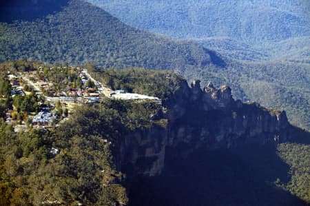 Aerial Image of ECHO POINT AND THE THREE SISTERS.