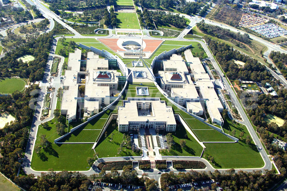 Aerial Image of Parliament House on Capital Hill