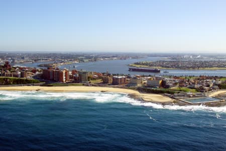 Aerial Image of NEWCASTLE BEACH AND HUNTER RIVER