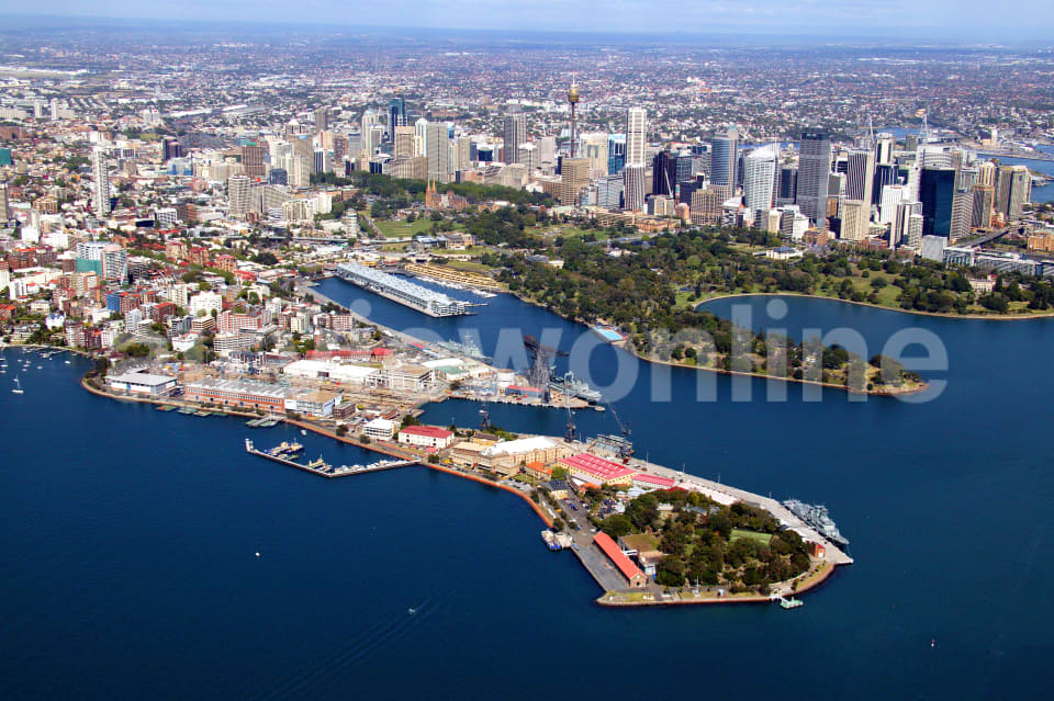 Aerial Image of Garden Island and the City