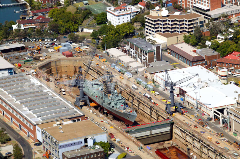 Aerial Image of HMAS Sydney in dry dock 02