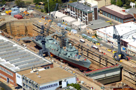 Aerial Image of HMAS SYDNEY IN DRY DOCK