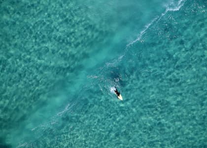 Aerial Image of A LONE SURFER AT BONDI BEACH - LIFESTYLE