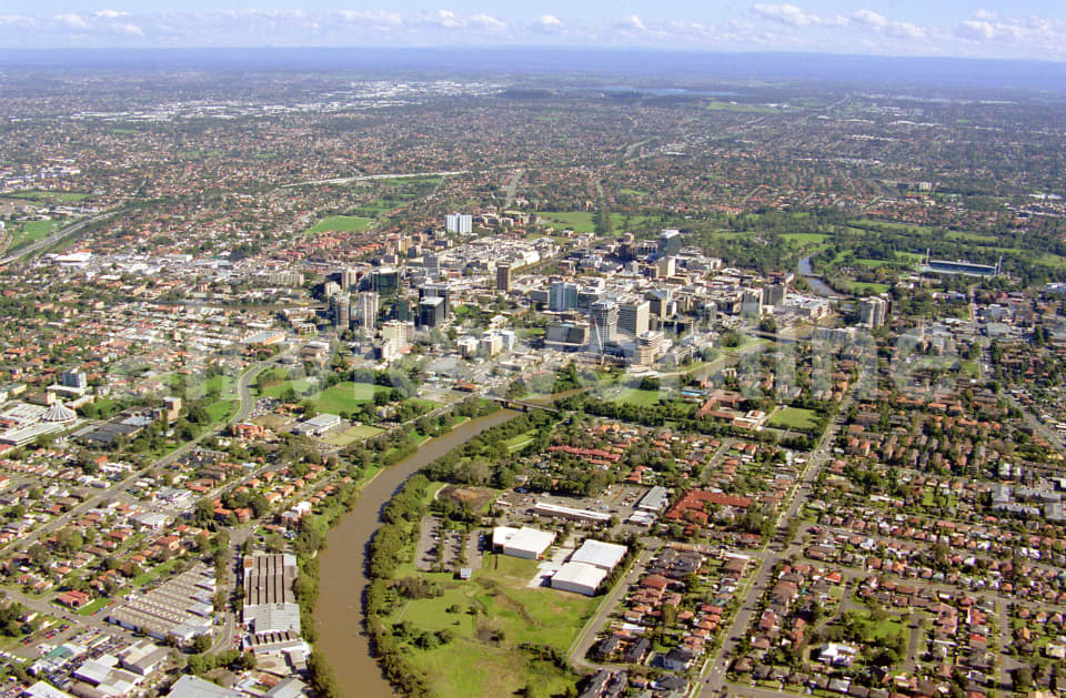 Aerial Image of Parramatta City to the mountains