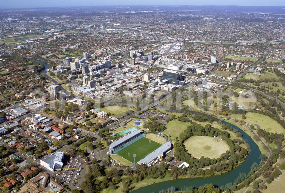 Aerial Image of Parramatta over Parramatta Stadium