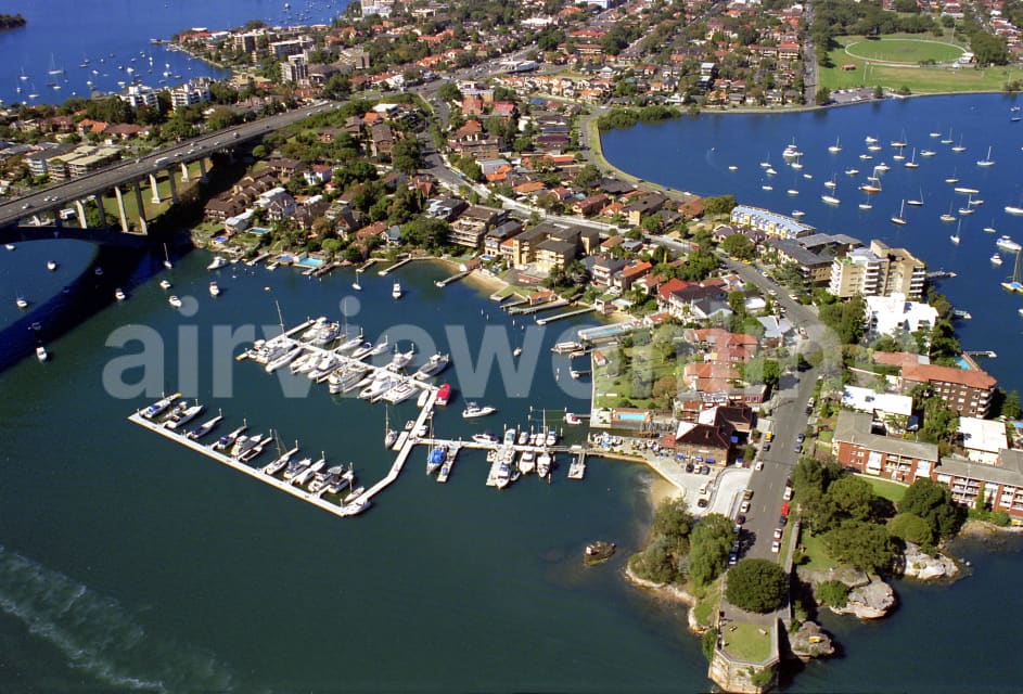 Aerial Image of Closeup of Five Dock Point and Marina