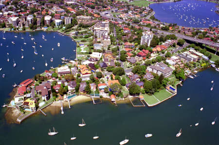 Aerial Image of WRIGHTS POINT AND DRUMMOYNE BAY.