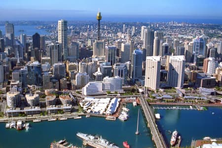 Aerial Image of DARLING HARBOUR ACROSS SYDNEY.