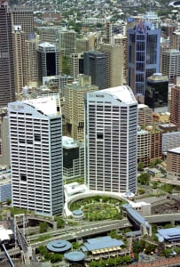 Aerial Image of IBM AND NESTLE TWIN TOWERS IN SUSSEX ST