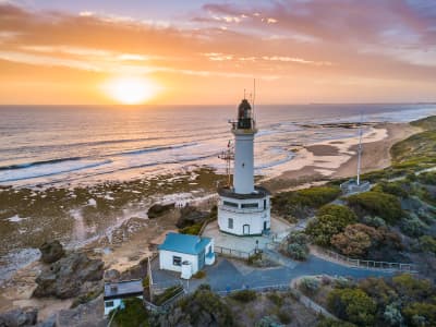 Aerial Image of POINT LONSDALE LIGHTHOUSE AT SUNSET