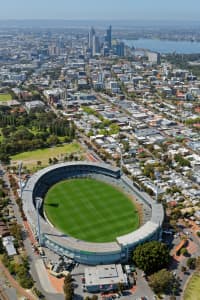 Aerial Image of DOMAIN STADIUM LOOKING EAST TO PERTH CBD