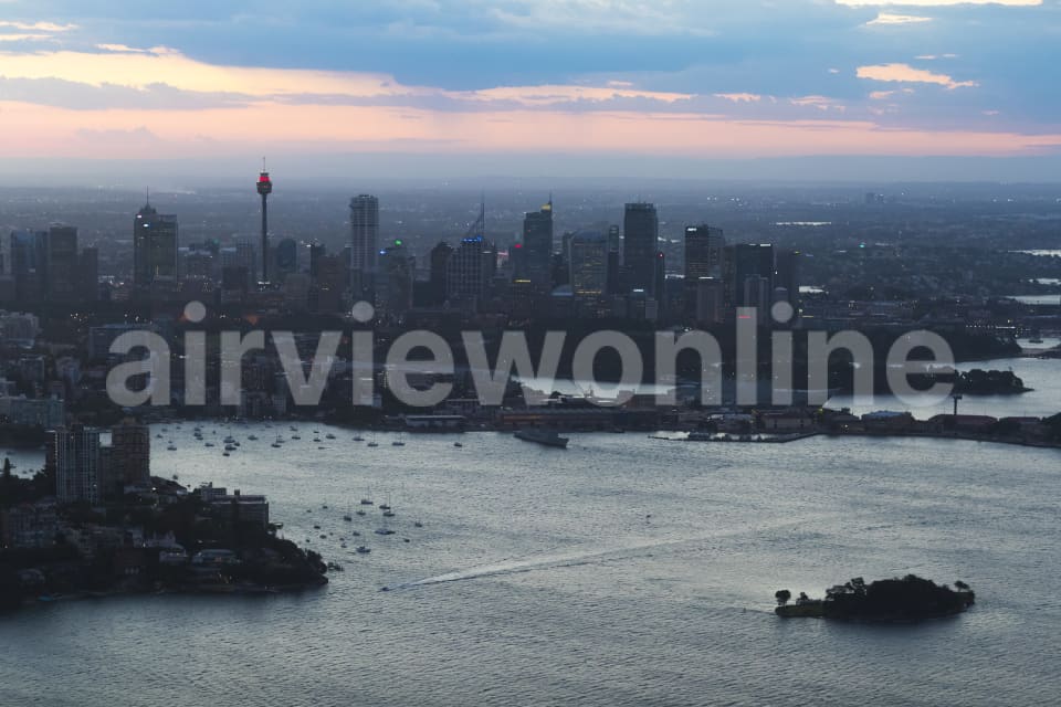 Aerial Image of Sydney Harbour And CBD At Night
