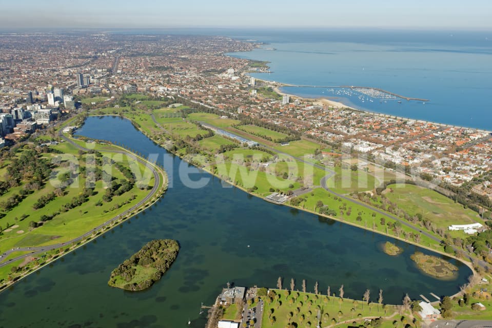 Aerial Image of Albert Park Lake Looking South-East