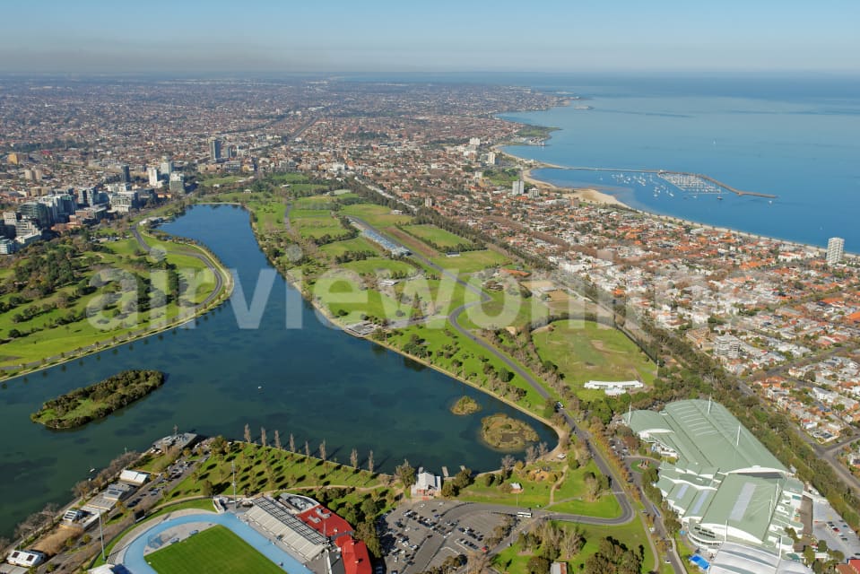 Aerial Image of Albert Park Lake Looking South-East