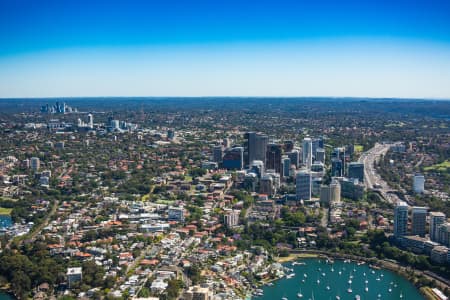 Aerial Image of NORTH SYDNEY LOOKING NORTH TO ST LEONARDS AND CHATSWOOD