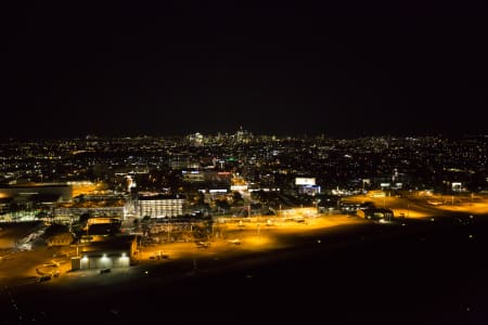 Aerial Image of SYDNEY DOMESTIC & INTERNATIONAL AIRPORTS AT NIGHT