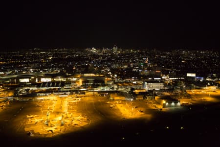 Aerial Image of SYDNEY DOMESTIC & INTERNATIONAL AIRPORTS AT NIGHT