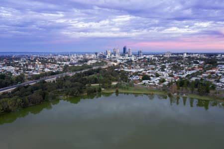 Aerial Image of LAKE MONGER TOWARDS PERTH CBD