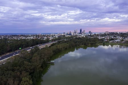 Aerial Image of LAKE MONGER TOWARDS PERTH CBD