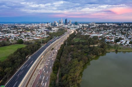 Aerial Image of LAKE MONGER TOWARDS PERTH CBD