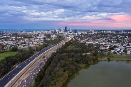 Aerial Image of LAKE MONGER TOWARDS PERTH CBD