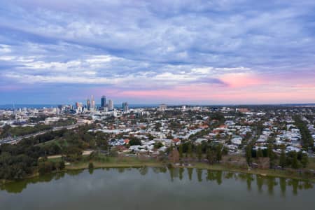 Aerial Image of LAKE MONGER TOWARDS PERTH CBD